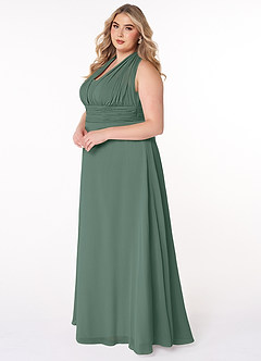 Azazie Fifi Abiti da Damigella Abito Convertibile A-Line in Chiffon Senza Cinturino Muschio Marino image15