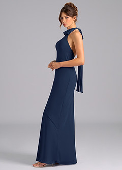 Azazie Velli Bridesmaid Dresses Dark Navy Mermaid Bow Chiffon Dress image5