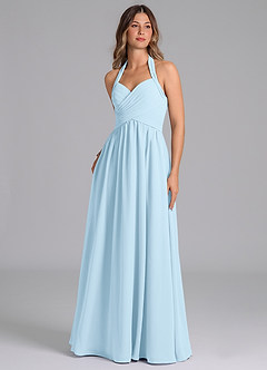 Azazie Darlyn Abiti da Damigella Abito A-Line in Chiffon Plissettato Azzurro image1