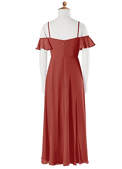 Azazie Juna Junior Robe Trapèze en Mousseline de soie Épaule décolletée Terracotta image7
