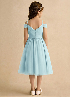 Azazie Lila Girls Formal Robe Demoiselle D'honneur Fillette Robe Trapèze en Tulle Épaule décolletée Verre De Mer image2