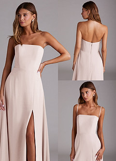 Azazie Wren Brautjungfernkleider Wandelbar A-Linie Seitliche Cut-Outs Chiffon Kleid Blassrosa image9