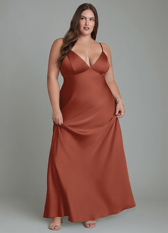 Azazie Stefania Bridesmaid Dresses Auburn A-Line Stretch Satin Dress image11