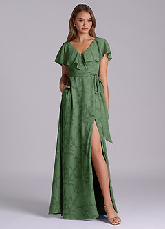 Azazie Lainey Brudtärnklänningar Klä av A-Linje i Blommig Utbrändhet med fickor Eukalyptus image3