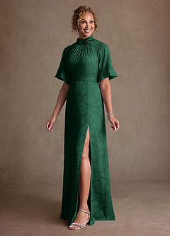 Azazie Hypatia 신부의 어머니 드레스 쉬스 주름진 플로럴 번아웃 플로어 길이 드레스 image2