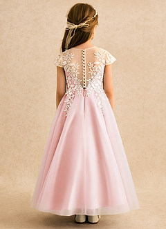 Azazie Dandelion Robe Demoiselle D'honneur Fillette Robe Princesse en Dentelle Rose Pâle image5
