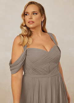 Christian Siriano Bridal for Azazie 1013 Bridesmaid Dresses Taupe A-Line Off the Shoulder Chiffon Dress image14