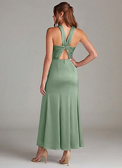 Azazie Rue Bridesmaid Dresses Matcha Mermaid Pleated Stretch Satin Dress image6