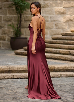 Lustre Wein Satin-Ballkleid image3