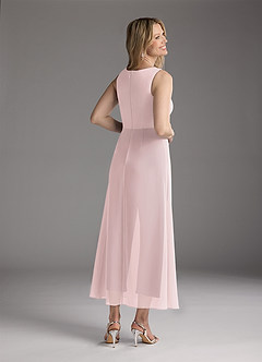 Azazie Anitta Mother of the Bride Dresses Blushing Pink Cabernet Jumpsuit/Pantsuit Pleated Stretch Crepe Dress image5