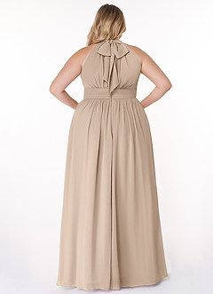 Azazie Iman Bridesmaid Dresses Taupe A-Line A-Line Ruched Chiffon Dress image9