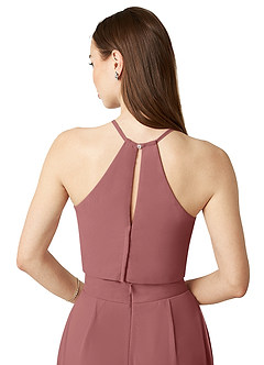Azazie Kenzi Bridesmaid Dresses Amethyst Pleated Chiffon Jumpsuit image6