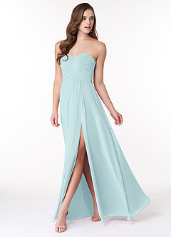 Azazie Arabella Allure Vestidos de damas de honor Vestido de Vidrio Marino de Gasa de Corte en A Convertible con Escote de Corazón image3