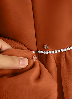 Azazie Lass Flower Girl Dresses Burnt Orange A-Line Bow Tulle Dress image7
