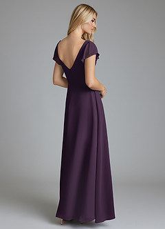 Azazie Omari Vestidos de damas de honor Vestido de Ciruela de Gasa de Corte en A image2