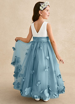Azazie Vi vestidos de niña de las flores Vestido de Azul Malhumorado de Tul de Corte en A con Sin mangas image1