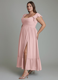 Azazie Anaya Bridesmaid Dresses Powder Pink A-Line Sweetheart Neckline Chiffon Dress image12