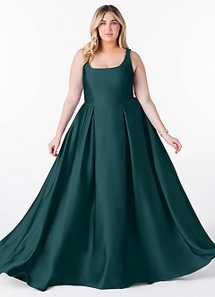 Azazie Neve Brautjungfernkleider Ballkleid mit Taschen Stretch-Satin Kleid Kiefer image10