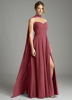 Azazie Ayla Abiti da Damigella Abito A-Line in Chiffon Scollo a Cuore Merlot image1