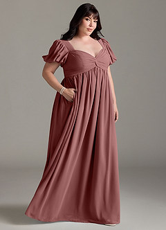 Azazie Madisynn Maternity Bridesmaid Dresses Bow Chiffon Floor-Length Dress image7