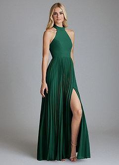 Azazie Keita Final Sale Emerald A-Line Pleated Chiffon Dress image4
