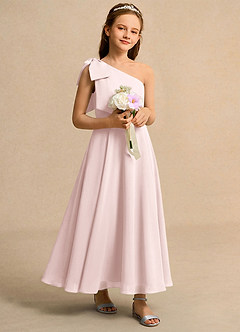 Azazie Guppy Girls Formal Abiti da Ragazza di Fiori Abito A-Line in Chiffon Monospalla Rosa Rossore image1