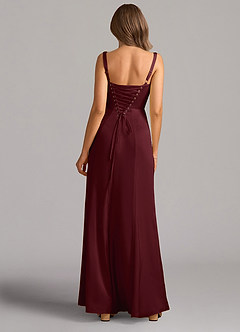 Azazie Amaris Bridesmaid Dresses Cabernet A-Line Corset Stretch Satin Dress image3