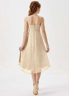 Azazie Mariam Junior Champagne A-Line Pleated Chiffon Dress image2