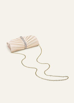 front Pochette portefeuille en satin plissé cristal
