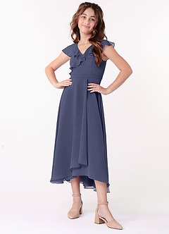 Azazie Posie Junior Stormy A-Line Ruched Chiffon Dress image4