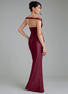 Azazie Stella Bridesmaid Dresses Mulberry Sheath Corset Stretch Satin Convertible Dress image3
