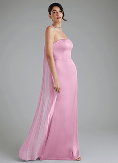 Azazie Tyler Robes de demoiselle d'honneur Robe Fourreau Convertible en Satin extensible Sans bretelles Rose Bonbon image8