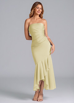 Azazie Danie Final Sale Lemon Sorbet Sheath Strapless Chiffon Dress image1
