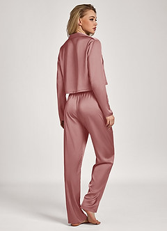 front Pyjama-Set mit Satinkragen und langen Ärmeln