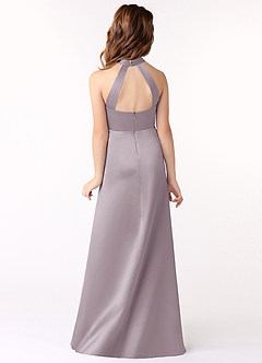 Azazie Laurel Junior A-Linie Matte Satin Kleid Dämmerung image3