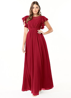 Azazie Daphne vestidos de dama de honor modestos Vestido de Corte En A Volantes Hasta el suelo Gasa image1