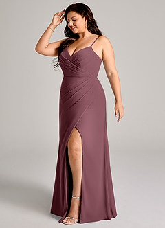 Azazie Maci Bridesmaid Dresses Sangria Sheath Pleated Chiffon Dress image10