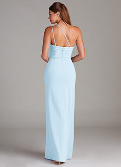Azazie Eren Bridesmaid Dresses Sky Blue Sheath One Shoulder Stretch Crepe Dress image2