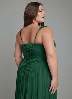 Azazie Stephanie Bridesmaid Dresses Dark Green A-Line Pleated Stretch Satin Dress image12