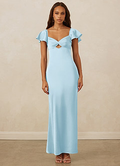 Christian Siriano Bridal for Azazie 1005 Bridesmaid Dresses Sky Blue Sheath Sweetheart Neckline Stretch Satin Dress image9