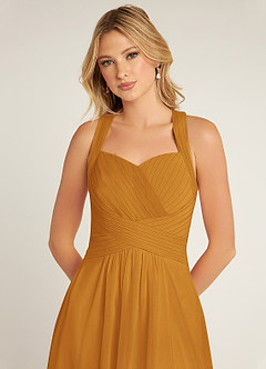 Azazie Claudia Bridesmaid Dresses Butterscotch A-Line Sweetheart Neckline Chiffon Dress image5