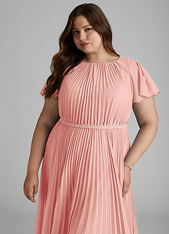 Azazie Kara Bescheidene Brautjungfernkleider A-Linie Plissee Chiffon Bodenlänge Kleid image15
