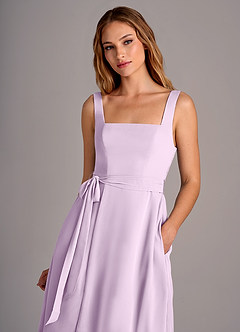 Azazie Deb Bridesmaid Dresses Frosted Lilac A-Line with Pockets Chiffon Convertible Dress image2