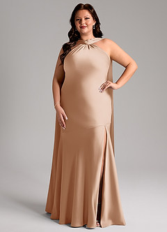 Azazie Kinsley Bridesmaid Dresses English Rose Mermaid Side Slit Stretch Satin Dress image8