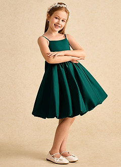 Azazie Davine vestidos de niña de las flores Vestido de Pino de Satin Mate de Corte En A con Tirante Espagueti image6