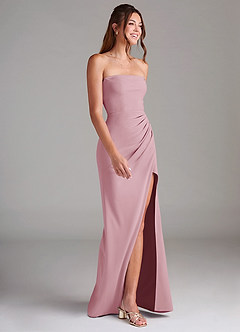 Azazie Leonis Bridesmaid Dresses Vintage Mauve Sheath Strapless Stretch Crepe Convertible Dress image6