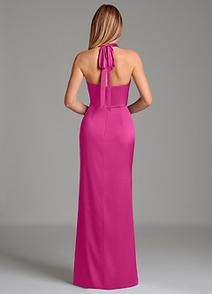 Azazie Serenity Vestidos de damas de honor Vestido Fucsia de Satén Elástico de Corte Sirena con Escote corazón image6