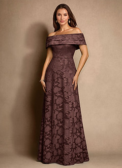 Azazie New Britain Abiti per la Madre della Sposa Abito A-Line in Burnout Floreale Plissettato Espresso image1