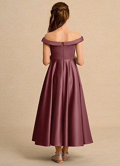 Azazie Teeny Girls Formal Flower Girl Dresses Desert Rose A-Line Pleated Matte Satin Dress image2