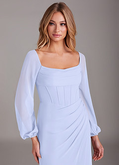 Azazie Charissa Brudtärnklänningar Klä av Tubklänning i Chiffong Långärmad Lavendel image7